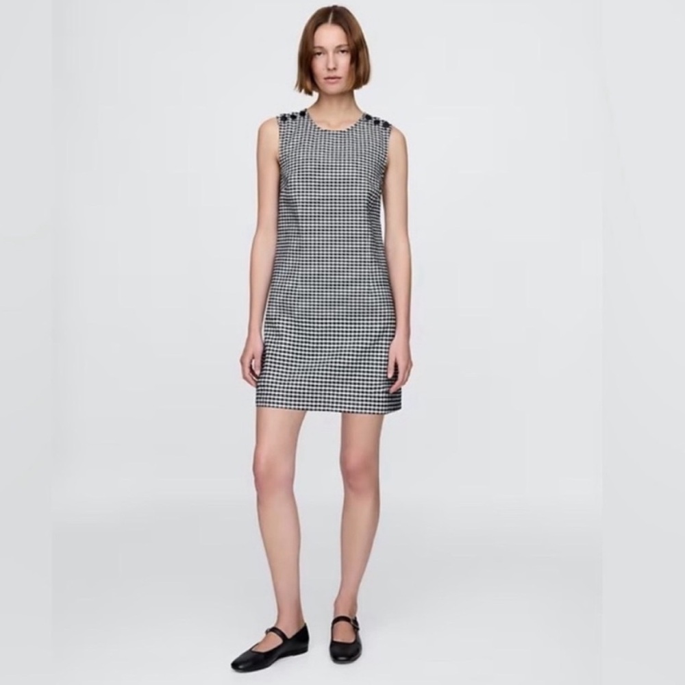 NWT Gap x Doen Sleeveless Navy and White Gingham Mini Dress - Size US 8